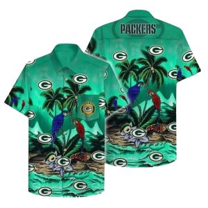 Green Bay Packers Tropical Birds And Palm Trees Hawaiian Shirt