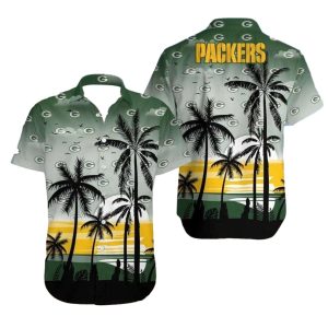 Green Bay Packers Tropical Sunset Palm Tree Hawaiian Shirt