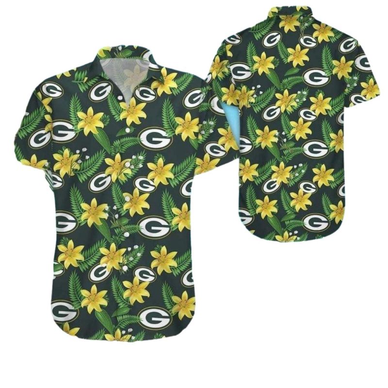 Green Bay Packers Tropical Yellow Flower Hawaiian Shirt 1