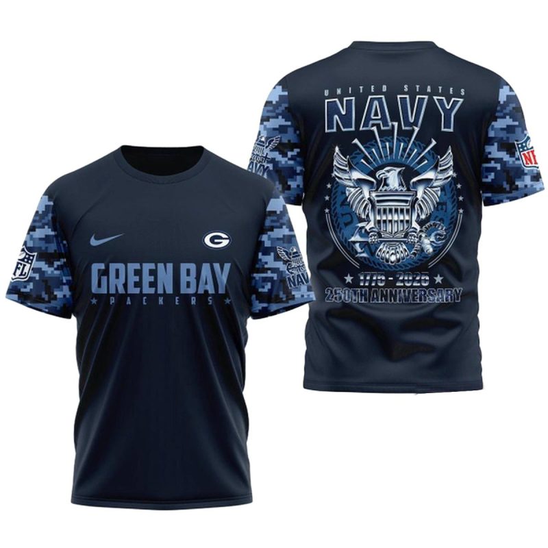 Green Bay Packers Us Navy 250Th Anniversary Aop T Shirt 1