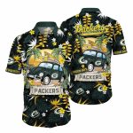 Green Bay Packers Vintage Car Tropical Hawaiian Shirt