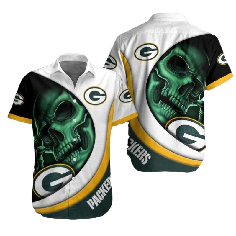 Green Bay Packers Warrior Spirit Skull Hawaiian Shirt 1