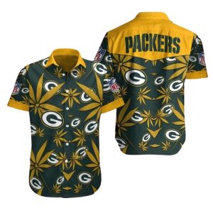Green Bay Packers Weed Green Pattern Hawaiian Shirt