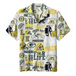 Green Bay Packers With Bold Letters And Football Logos Hawaiian Shirt