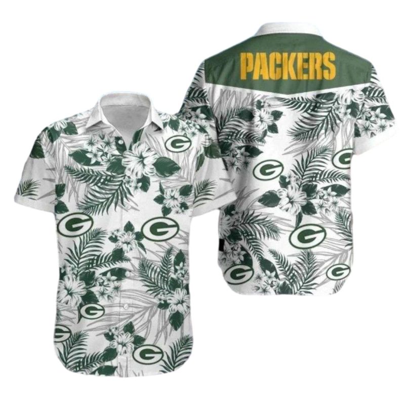 Green Bay Packers With Floral Backdrop Hawaiian Shirt 1
