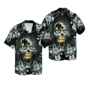 Green Bay Packers With Skull And Floral Design Hawaiian Shirt