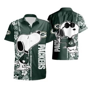 Green Bay Packers With Snoopy And Tropical Vibes Hawaiian Shirt