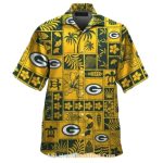 Green Bay Packers Yellow Tribal Patchwork Hawaiian Shirt