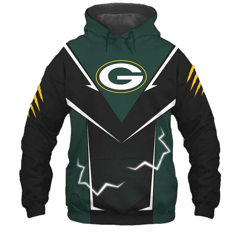 Green Bay Packers Lightning Graphic Aop Hoodie 1