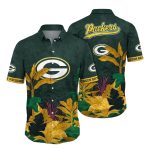 Green Bay Tropics Lush Greenery Gold Flair Hawaiian Shirt
