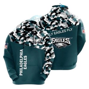 Green Philadelphia Eagles Camo Fly Eagles Fly All Over Print Hoodie