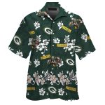 Gridiron Luau Green Bay Packers Tiki Floral Mascot Hawaiian Shirt