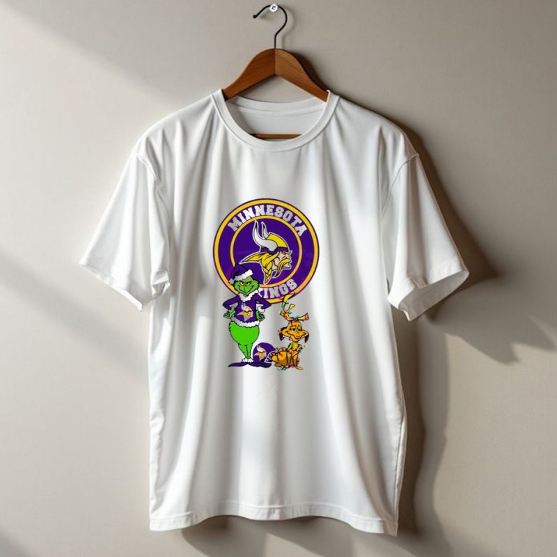 Grinch And Max Minnesota Vikings Christmas Fan Collaboration T Shirt 1 T Shirt 1