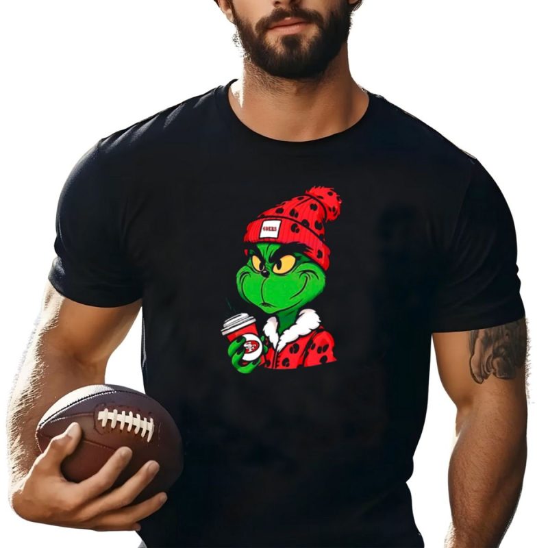 Grinch Boujee San Francisco 49Ers Coffee Beanie Christmas 49Ers T Shirt T Shirt 1