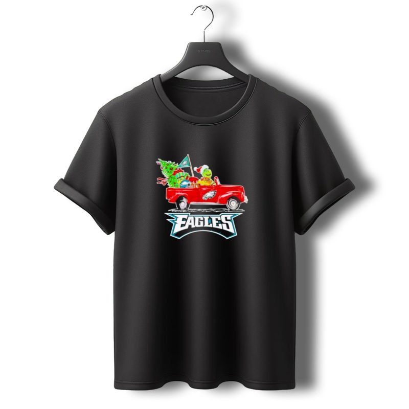 Grinch Dog Driving Red Truck Philadelphia Eagles Christmas Tree T Shirt T Shirt 0 1