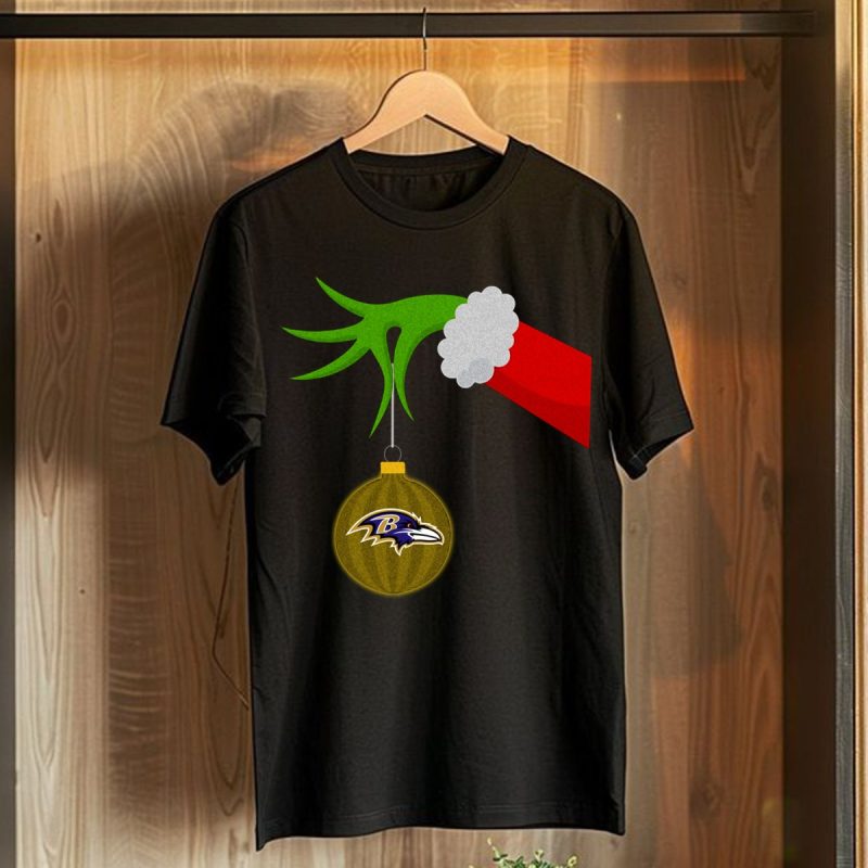 Grinch Hand Merry Christmas Baltimore Ravens T Shirt T Shirt 1
