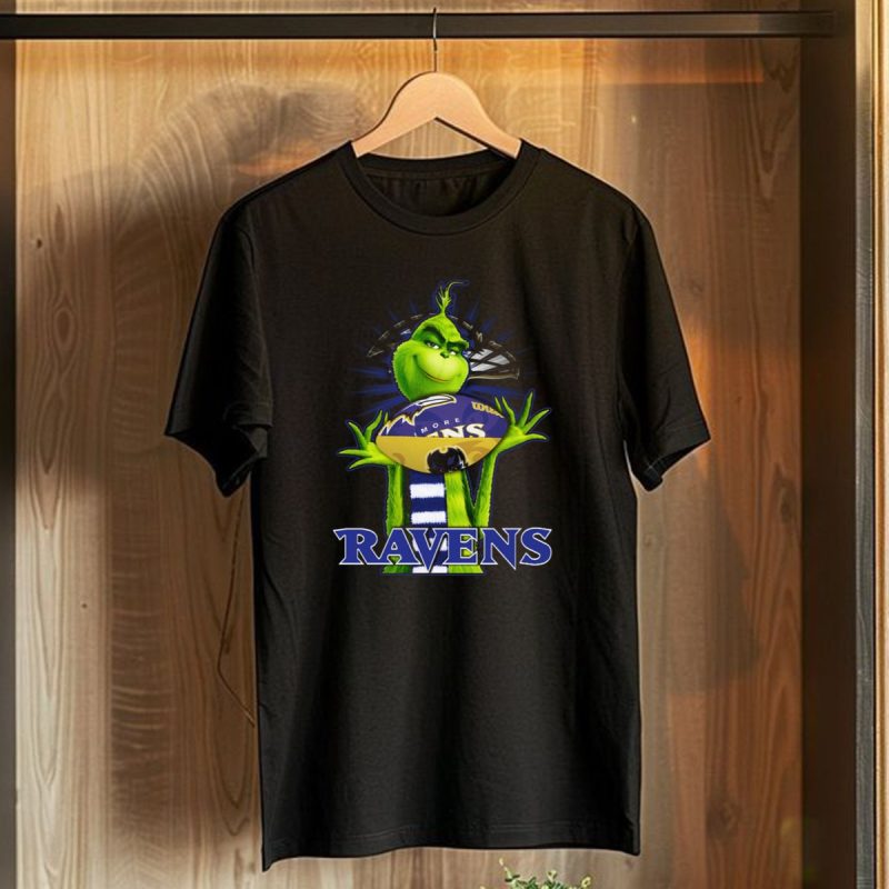 Grinch Holding Baltimore Ravens Football With Ravens Text T Shirt 1 T Shirt 1