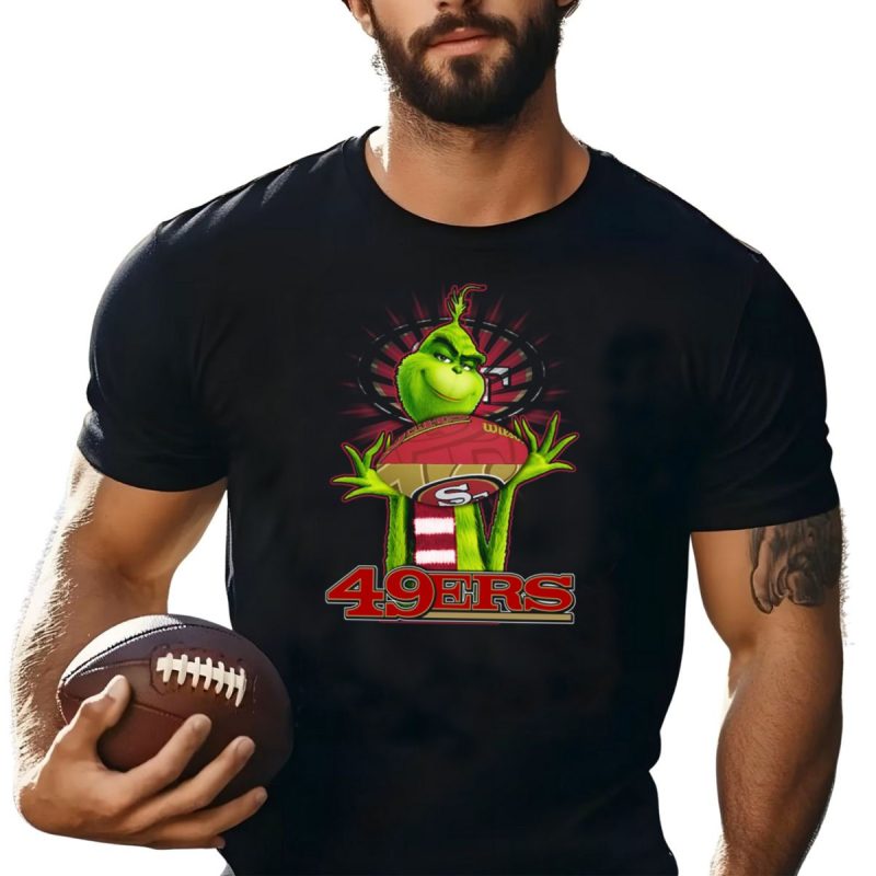 Grinch Holding Football San Francisco 49Ers Logo 49Ers T Shirt T Shirt 1