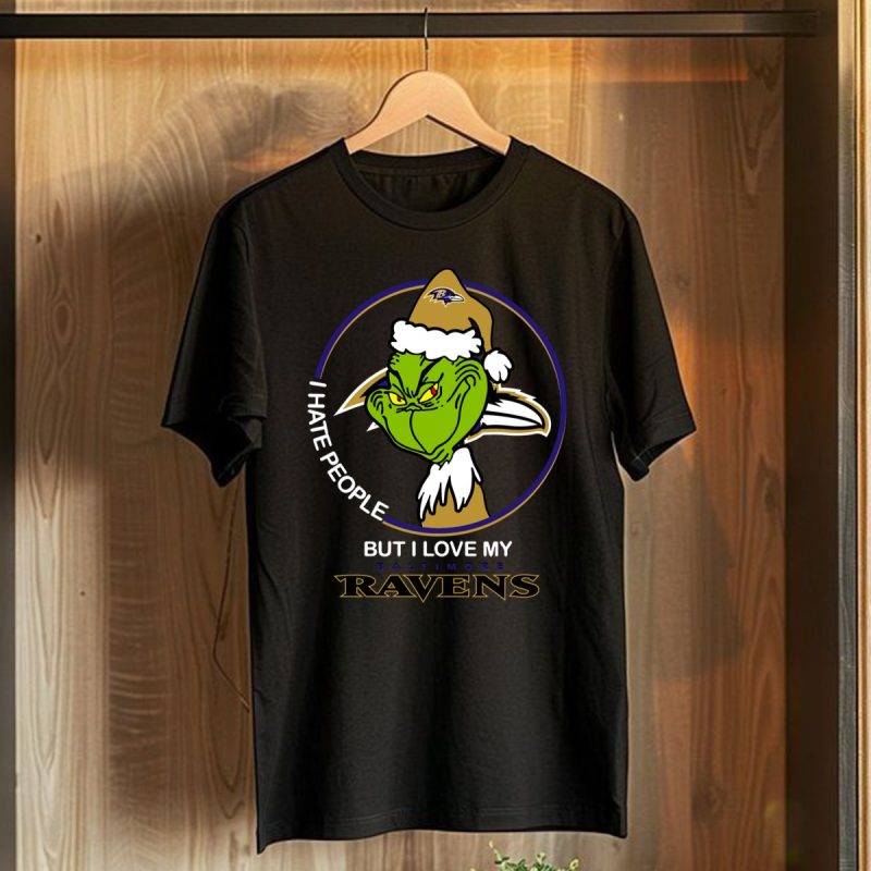 Grinch I Hate People But I Love My Baltimore Ravens T Shirt T Shirt 1