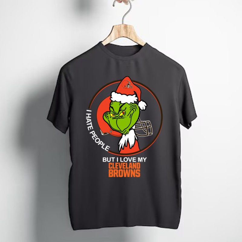 Grinch I Hate People But I Love My Cleveland Browns T Shirt T Shirt 1