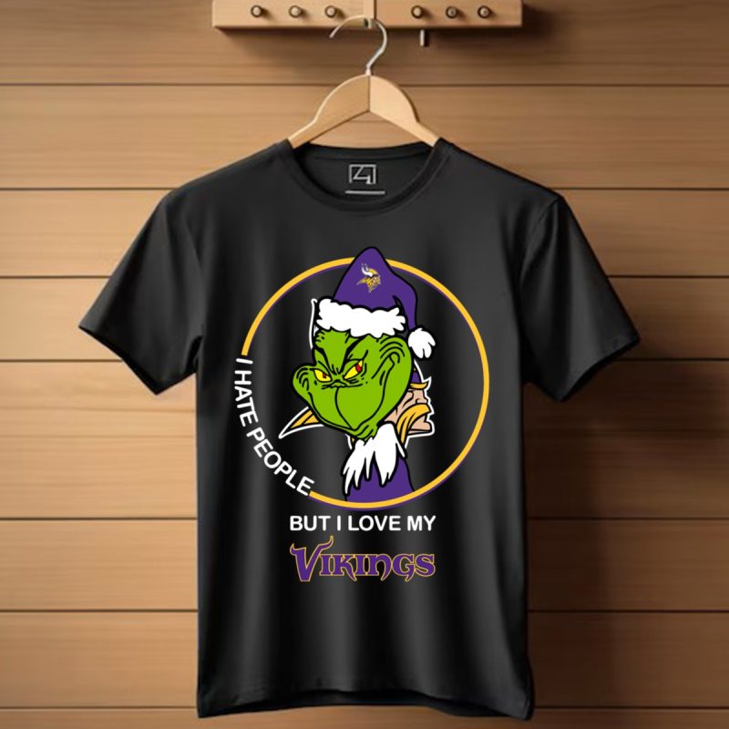 Grinch I Hate People But I Love My Minnesota Vikings Shirt T Shirt 1