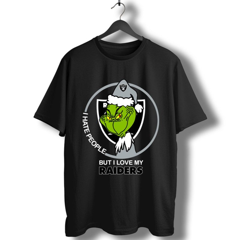 Grinch I Hate People But I Love My Oakland Raiders T Shirt T Shirt 1