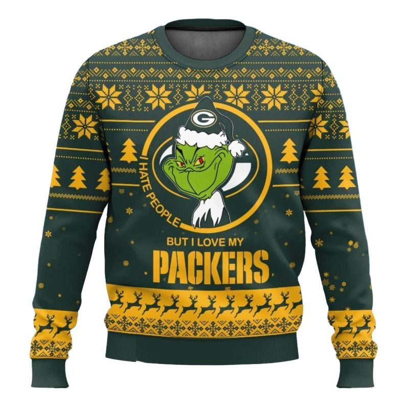 Grinch I Hate People But I Love Packers Ugly Sweater 1