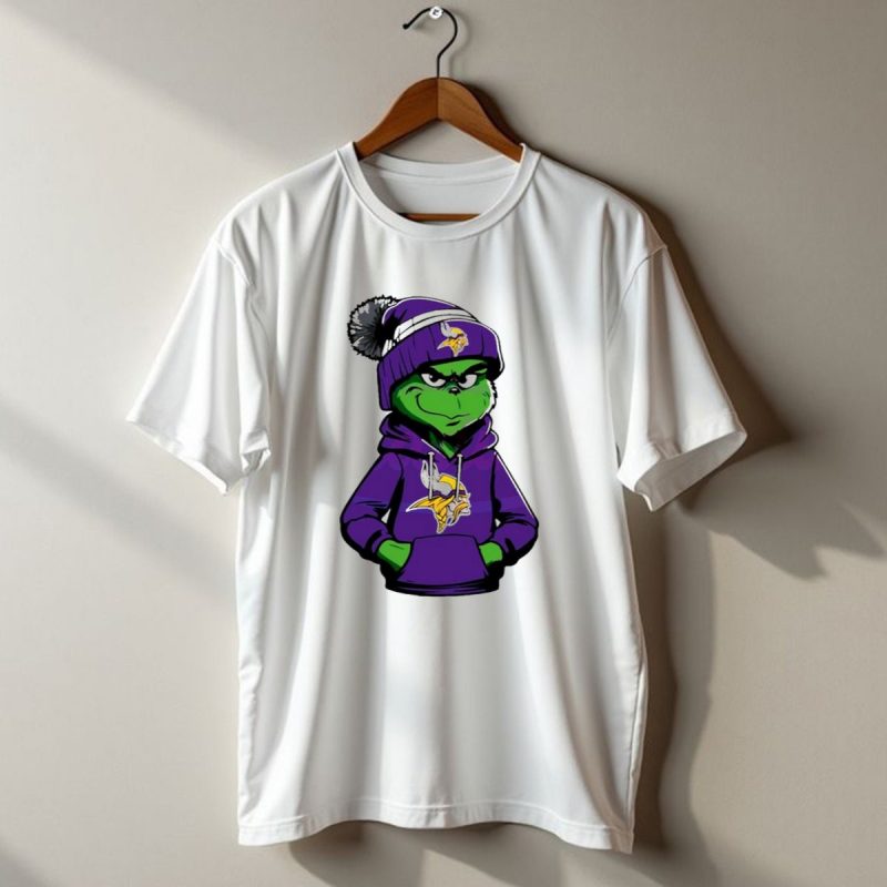 Grinch In Minnesota Vikings Hoodie And Hat With Team T Shirt 1 T Shirt 1