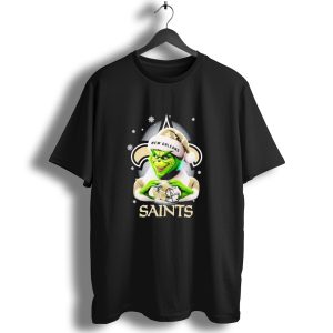 Grinch New Orleans Saints Christmas Snowflakes Football T Shirt