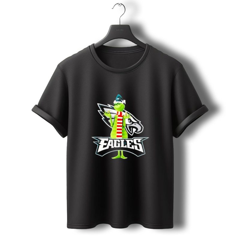 Grinch Philadelphia Eagles Team Logo Combination T Shirt T Shirt 0 1