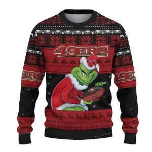 Grinch Santa Claus Funny San Francisco 49Er Red And Black Ugly Sweater
