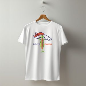 Grinch in Santa Hat and Scarf with Denver Broncos T-Shirt