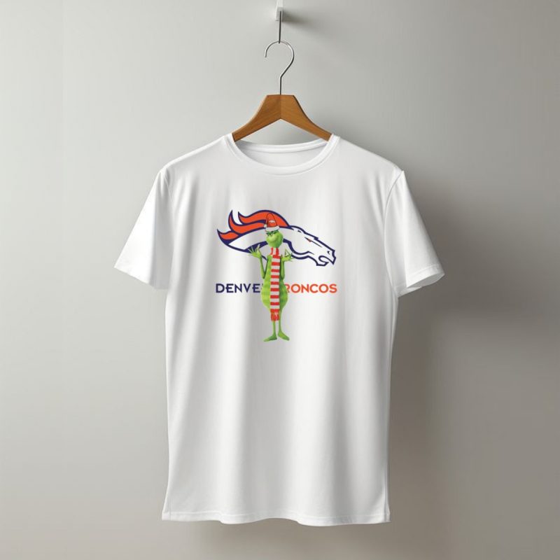 Grinch In Santa Hat And Scarf With Denver Broncos T Shirt 1 T Shirt 1