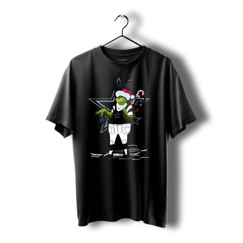Grinchxmas Dallas Cowboys Holiday Cheer With Starry Football Twist T Shirt 1 T Shirt 1 1