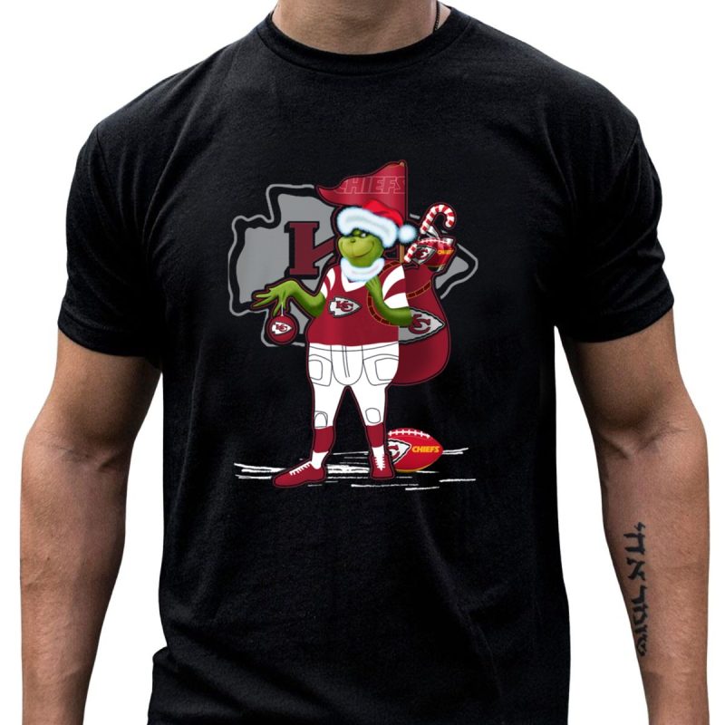 Grinchxmas Kansas City Chiefs Santa Football Holiday T Shirt T Shirt 1 1
