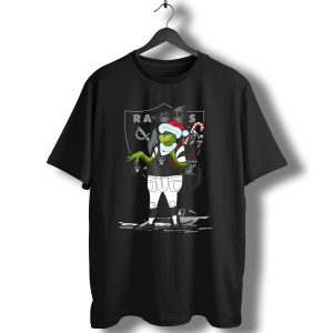Grinchxmas Raiders Santa Hat Candy Cane Football T-Shirt