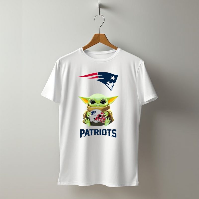 Grogu Hugging New England Patriots Helmet Nfl Logo Fan T Shirt T Shirt 1