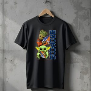 Groot Baby Yoda Denver Broncos Football Fan T-Shirt