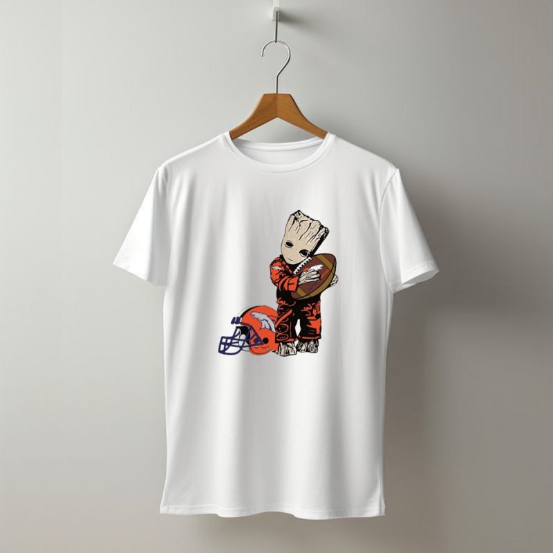 Groot Hugging Denver Broncos Football And Helmet T Shirt 1 T Shirt 1