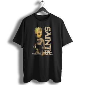 Groot New Orleans Saints Guardian With Fleur De Lis T Shirt