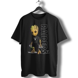 Groot Raiders Holding Football With Raiders T-Shirt