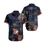 Grunge Chicago Bears Skull And Patchwork Hawaiian Shirt