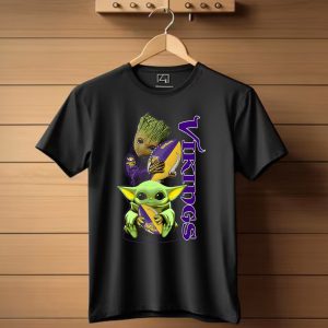 Grzd Minnesota Vikings Groot And Baby Yoda Football Fan T Shirt