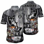 Halloween Characters With Las Vegas Raiders Hawaiian Shirt