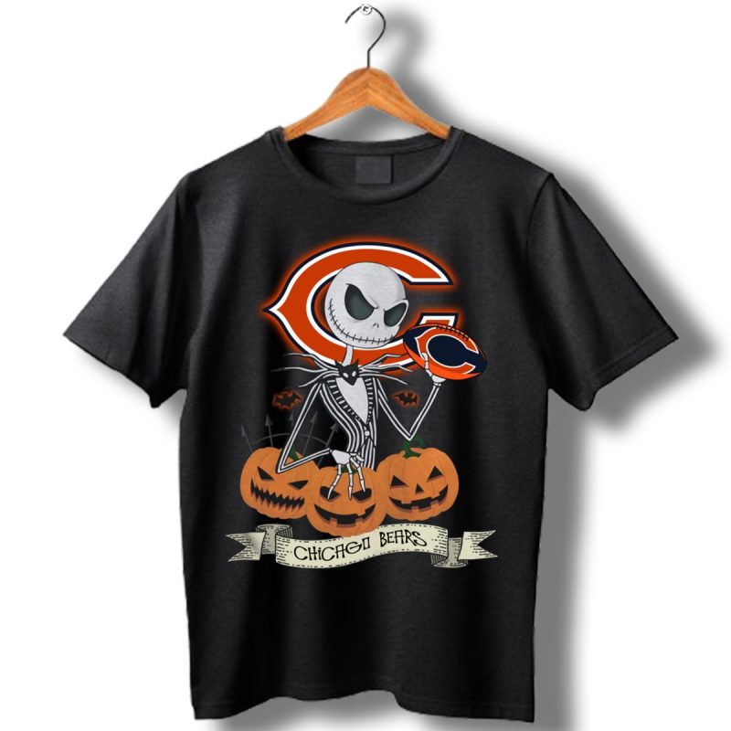 Halloween Chicago Bears Jack Skellington Shirt T Shirt 1
