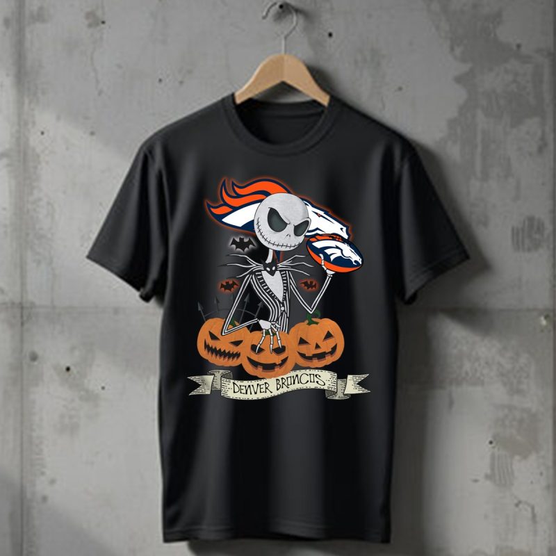 Halloween Denver Broncos Jack Skellington T Shirt T Shirt 1