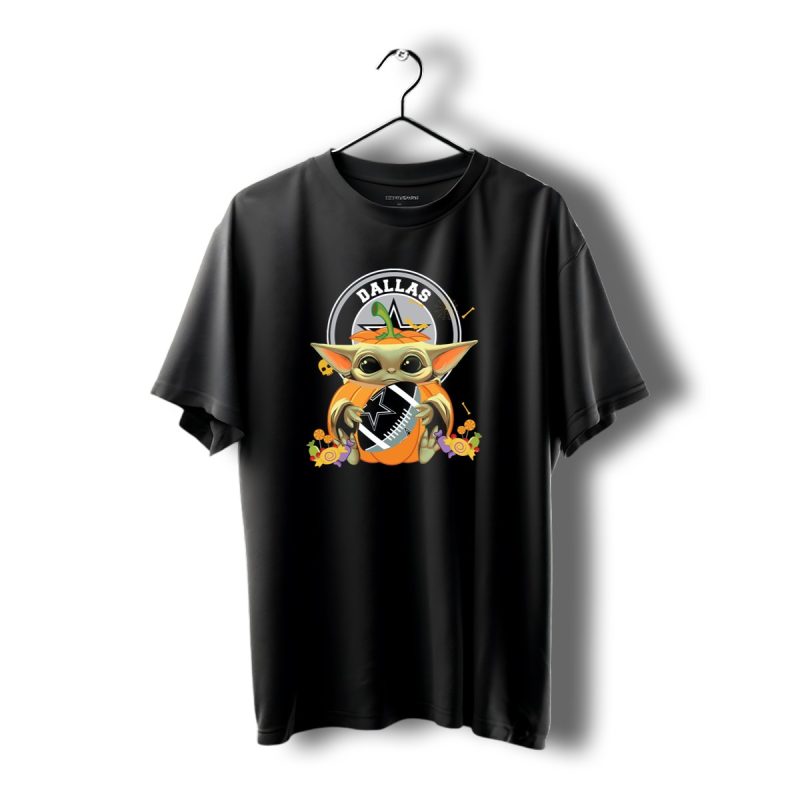Halloween Pumpkin Baby Yoda Hug Dallas Cowboys Football T Shirt 1 T Shirt 1 1