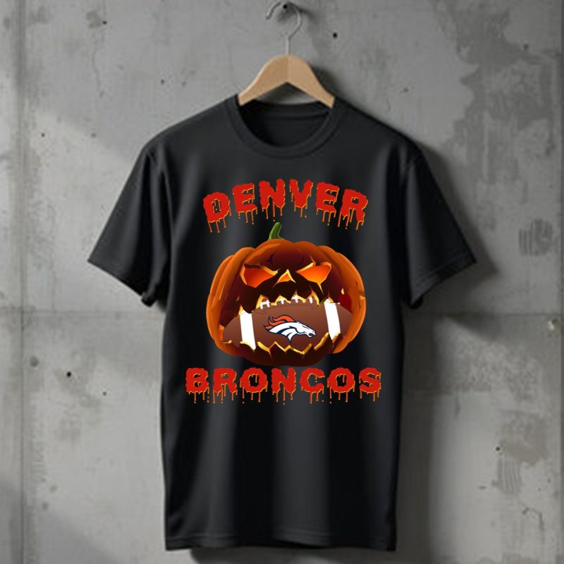 Halloween Pumpkin Denver Broncos T Shirt T Shirt 1