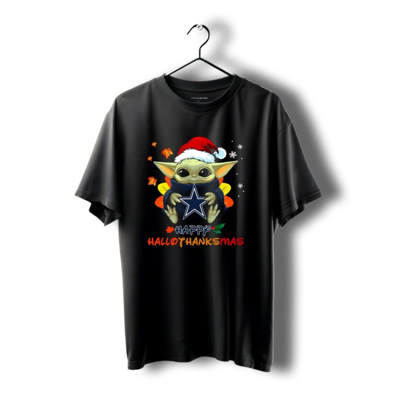Happy Hallothanksmas Dallas Cowboys Baby Yoda T Shirt 1 T Shirt 1 1