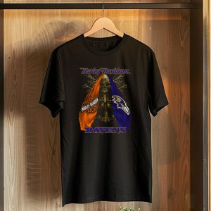 Harley Davidson Baltimore Ravens Motorcycles Skeleton Lightning T-Shirt